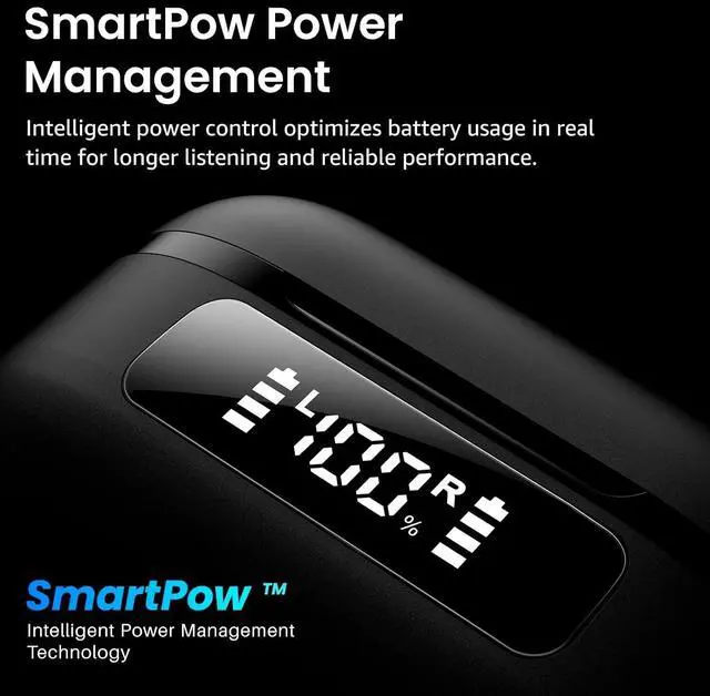 Alt view image 5 of 7 - NC9 Hybrid Active Noise Cancelling Wireless Earbuds, 6 Mics ENC Clear Call, IPX8 Waterproof, in Ear Bluetooth 5.3 Headphones Stereo Bass Ear Buds 60H Playtime with LED Display 32 EQs via APP