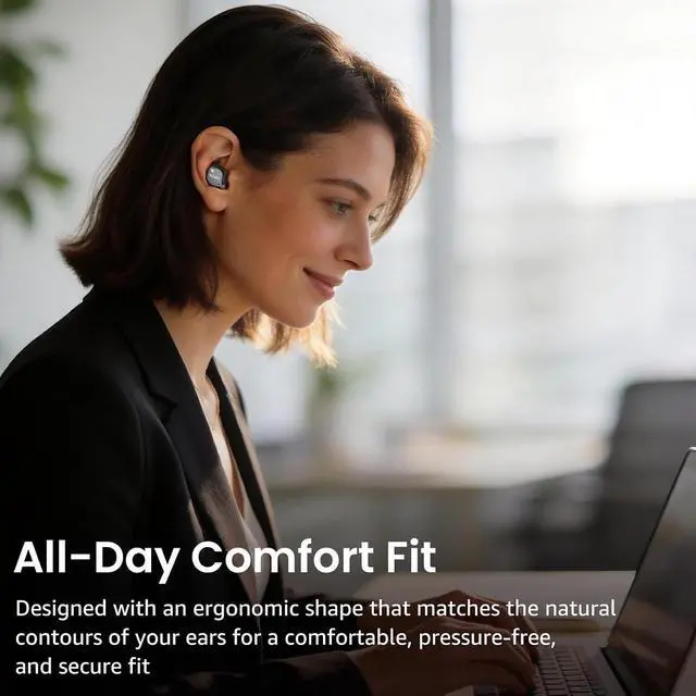 Alt view image 7 of 7 - NC9 Hybrid Active Noise Cancelling Wireless Earbuds, 6 Mics ENC Clear Call, IPX8 Waterproof, in Ear Bluetooth 5.3 Headphones Stereo Bass Ear Buds 60H Playtime with LED Display 32 EQs via APP