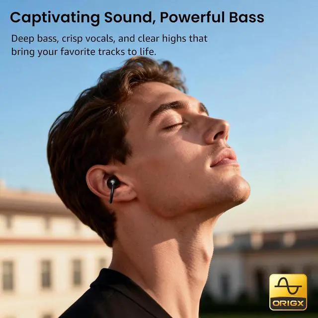 Alt view image 5 of 7 - OpenEarRing True Open Ear Earbuds, Lightweight Comfort Open Ear Clip Wireless Earbuds, 40H Play Bluetooth 5.4 Headphones with Smart Digital Display Design Fit Sports Running, Workout Black