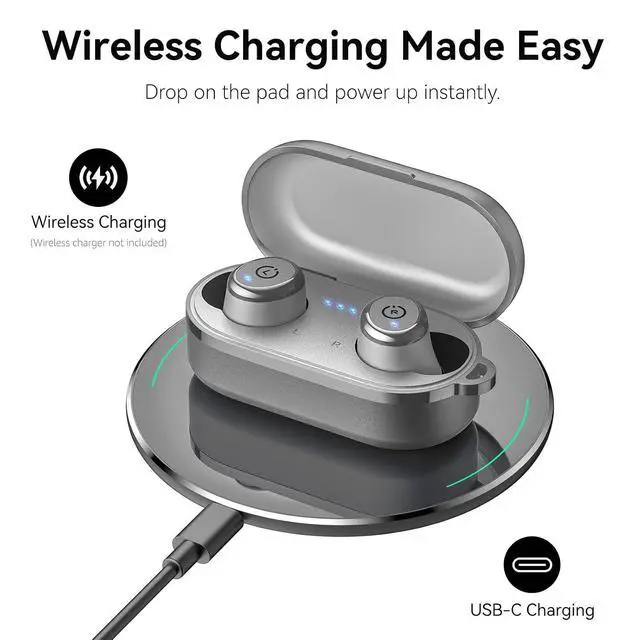 Alt view image 7 of 7 - T10 Wireless Earbuds Bluetooth 5.3 Headphones, App Customize EQ, Ergonomic Design, 55H Playtime, Wireless Charging Case, IPX8 Waterproof Sound in-Ear Headset, New Version