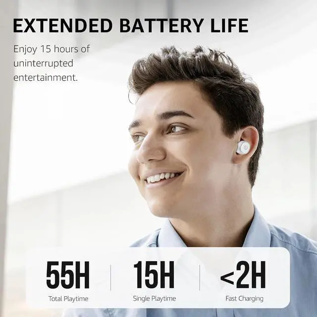 Alt view image 3 of 7 - T10 Wireless Earbuds Bluetooth 5.3 Headphones, App Customize EQ, Ergonomic Design, 55H Playtime, Wireless Charging Case, IPX8 Waterproof Sound in-Ear Headset, New Version