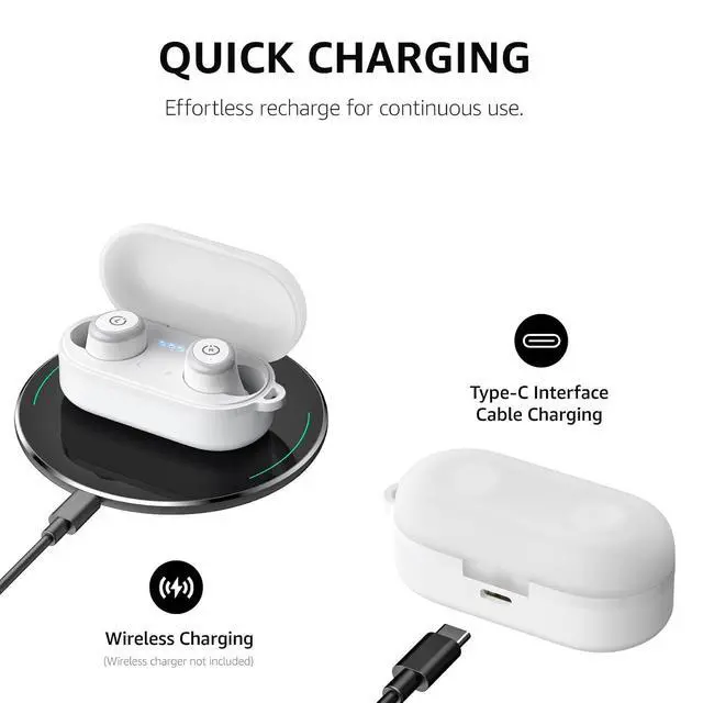 Alt view image 7 of 7 - T10 Wireless Earbuds Bluetooth 5.3 Headphones, App Customize EQ, Ergonomic Design, 55H Playtime, Wireless Charging Case, IPX8 Waterproof Sound in-Ear Headset, New Version