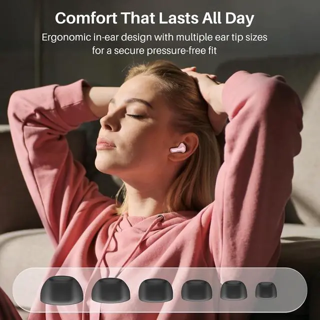 Alt view image 7 of 7 - Hybrid Active Noise Cancelling Wireless Earbuds with 6 Mics AI Clear Call Ear Buds 68H Playtime with LED Display 32 Preset EQs via APP Bluetooth 5.3 IPX8 Waterproof in Ear Headphones