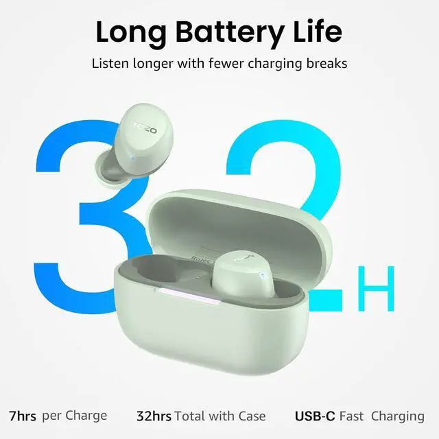 Alt view image 4 of 7 - A1 Wireless Earbuds Bluetooth 5.3 Light Weight in Ear IPX5 Waterproof Headphones 2 Mic for AI Calls, Immersive Premium Sound Bass Headset with Charging Case, 32 Presets EQ Customization via App