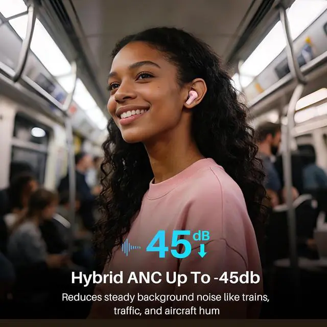 Alt view image 3 of 7 - Hybrid Active Noise Cancelling Wireless Earbuds with 6 Mics AI Clear Call Ear Buds 68H Playtime with LED Display 32 Preset EQs via APP Bluetooth 5.3 IPX8 Waterproof in Ear Headphones