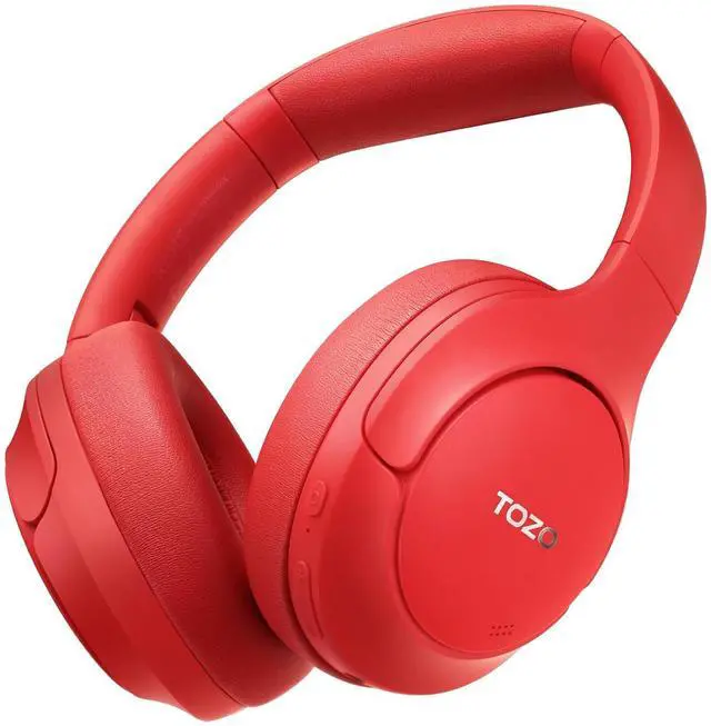 Main image of HT2 Hybrid Active Noise Cancelling Headphones, Wireless Over Ear Bluetooth Headset, 60H Playtime, Hi-Res Audio Custom EQ via App Deep Bass Comfort Fit Ear Cups, for Home Office Travel Red