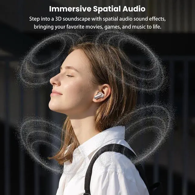 Alt view image 6 of 6 - NC20 Pro Active Noise Cancelling Wireless Earbuds with Smart Touch Screen, LDAC Hi-Res Audio, Stereo Bass, 6 Mics AI Call Ear Buds, 80H Playtime, IPX8 Waterproof, 32 EQ via App, Wireless Charging