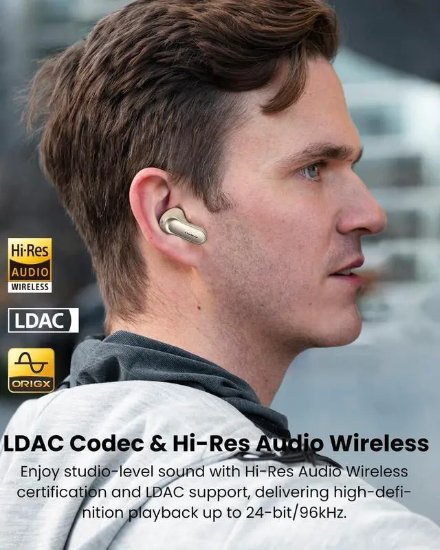 Alt view image 2 of 7 - NC20 Pro Active Noise Cancelling Wireless Earbuds with Smart Touch Screen, LDAC Hi-Res Audio, Stereo Bass, 6 Mics AI Call Ear Buds, 80H Playtime, IPX8 Waterproof, 32 EQ via App, Wireless Charging