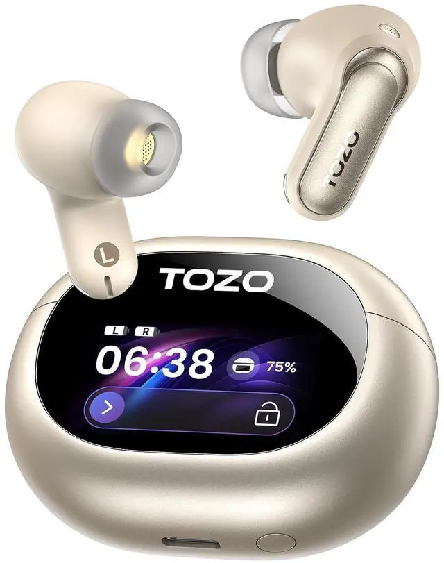 Main image of NC20 Pro Active Noise Cancelling Wireless Earbuds with Smart Touch Screen, LDAC Hi-Res Audio, Stereo Bass, 6 Mics AI Call Ear Buds, 80H Playtime, IPX8 Waterproof, 32 EQ via App, Wireless Charging