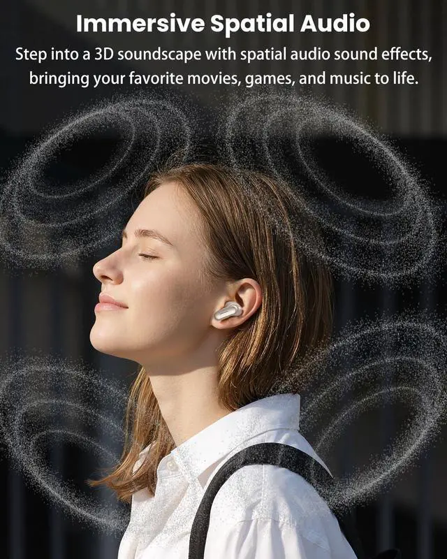 Alt view image 7 of 7 - NC20 Pro Active Noise Cancelling Wireless Earbuds with Smart Touch Screen, LDAC Hi-Res Audio, Stereo Bass, 6 Mics AI Call Ear Buds, 80H Playtime, IPX8 Waterproof, 32 EQ via App, Wireless Charging