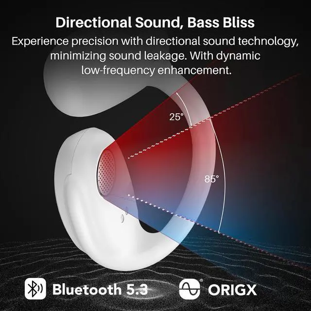 Alt view image 3 of 7 - OpenEgo Open Ear Earbuds Bluetooth Headphones, 5.3 Bluetooth Sport Earbuds with Earhooks for 80Hrs Playtime,32 EQ Modes, Digital Display, Clear Calls, Comfortable Wear for Running, Work