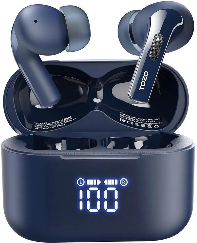 Main image of T20 Wireless Earbuds Bluetooth Headphones 48.5 Hrs Playtime with LED Digital Display, IPX8 Waterproof, Dual Mic Call Noise Cancelling 10mm Broad Range Speakers, New Version