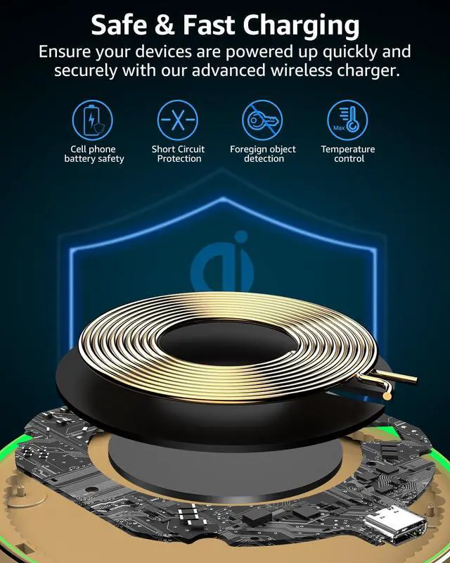 Alt view image 2 of 7 - W1 New Anti-Slip Aircraft-Grade Aluminum Wireless Charger 15W Max Fast Wireless Charging Pad Compatible with iPhone 17/17 Pro/17 Pro Max/Air/16/15/14/SE Series, Samsung Galaxy S25/S24/S23