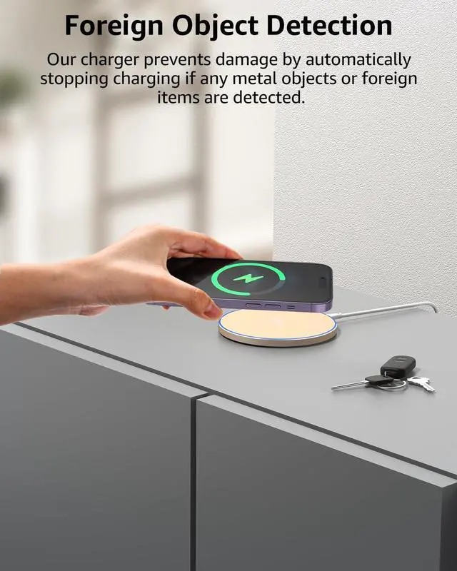 Alt view image 6 of 7 - W1 New Anti-Slip Aircraft-Grade Aluminum Wireless Charger 15W Max Fast Wireless Charging Pad Compatible with iPhone 17/17 Pro/17 Pro Max/Air/16/15/14/SE Series, Samsung Galaxy S25/S24/S23