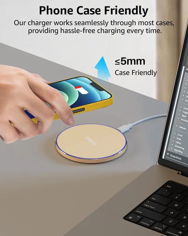 Alt view image 5 of 7 - W1 New Anti-Slip Aircraft-Grade Aluminum Wireless Charger 15W Max Fast Wireless Charging Pad Compatible with iPhone 17/17 Pro/17 Pro Max/Air/16/15/14/SE Series, Samsung Galaxy S25/S24/S23