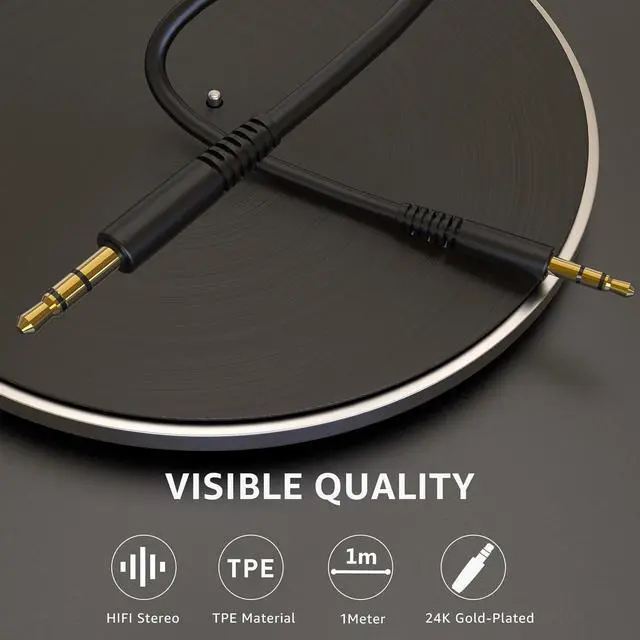 Alt view image 4 of 6 - 3.5mm Aux Cable, Audio Cable Cords, Aux to Aux Cable HT2 HT1 Compatible for Headphones Car Home Aux Stereo Tablet Speakers