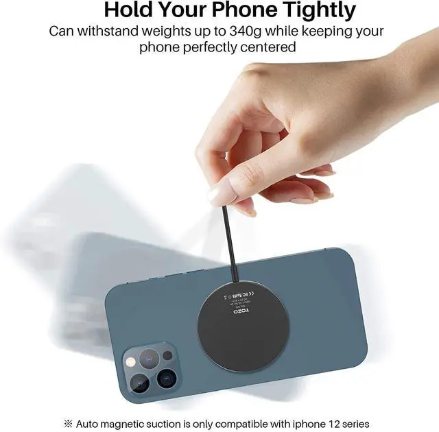 Alt view image 4 of 7 - 2025 Upgraded W6 Wireless Magnetic Charger, 15W Max Fast Wireless Charging Pad Compatible with iPhone 16/16 Plus/16 Pro Max /15/14/13/SE/12 Series, Samsung Galaxy S24/S23/S22 Series