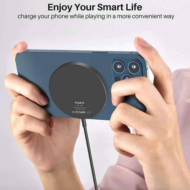 Alt view image 5 of 7 - 2025 Upgraded W6 Wireless Magnetic Charger, 15W Max Fast Wireless Charging Pad Compatible with iPhone 16/16 Plus/16 Pro Max /15/14/13/SE/12 Series, Samsung Galaxy S24/S23/S22 Series
