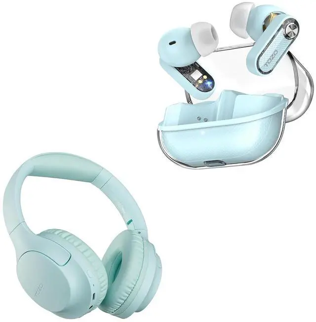Main image of HA1 Bluetooth 5.4 Over Ear Headphones, 70H Playtime with Mic, Foldable Wireless Headset, Crystal Pods Hybrid Active Noise Cancelling Wireless Earbuds, 10mm Drivers Deep Bass Stereo Sound