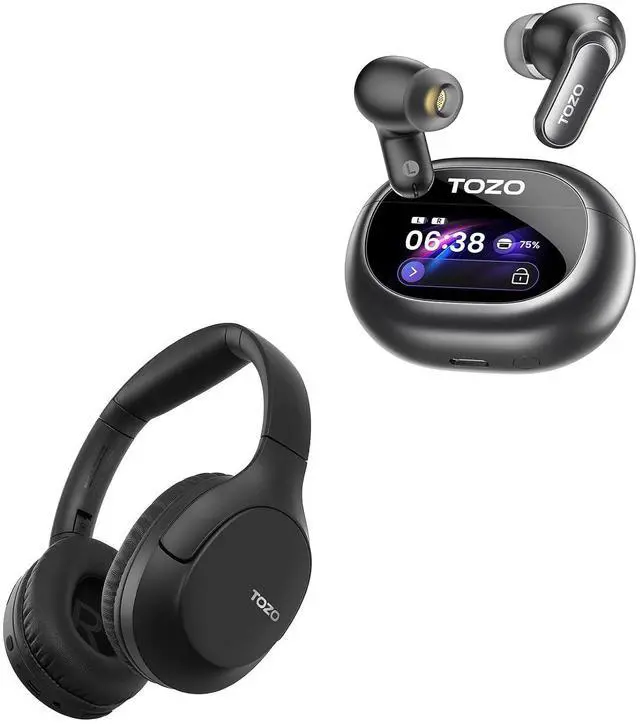 Main image of HA1 Bluetooth 5.4 Over Ear Headphones, 70H Playtime with Mic, Foldable Wireless Headset, NC20 Pro Active Noise Cancelling Wireless Earbuds with Smart Touch Screen