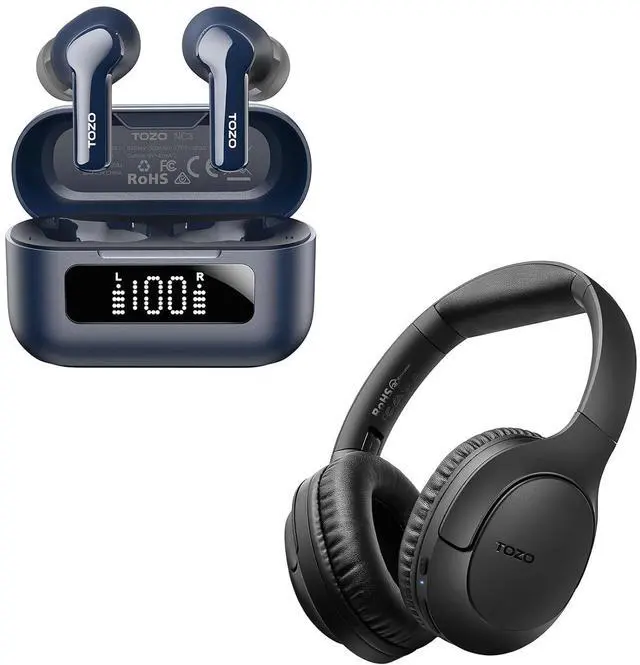 Main image of NC3 Hybrid Active Noise Cancelling Wireless Earbuds HA1 Bluetooth 5.4 Over Ear Headphones