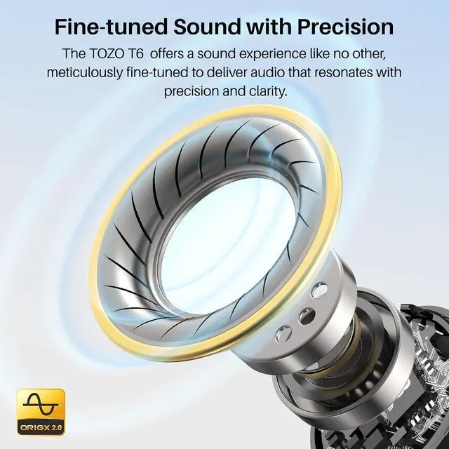 Alt view image 2 of 7 - T6 Wireless Earbuds IPX8 Waterproof Ear Buds HT2 Hybrid Active Noise Cancelling Headphones