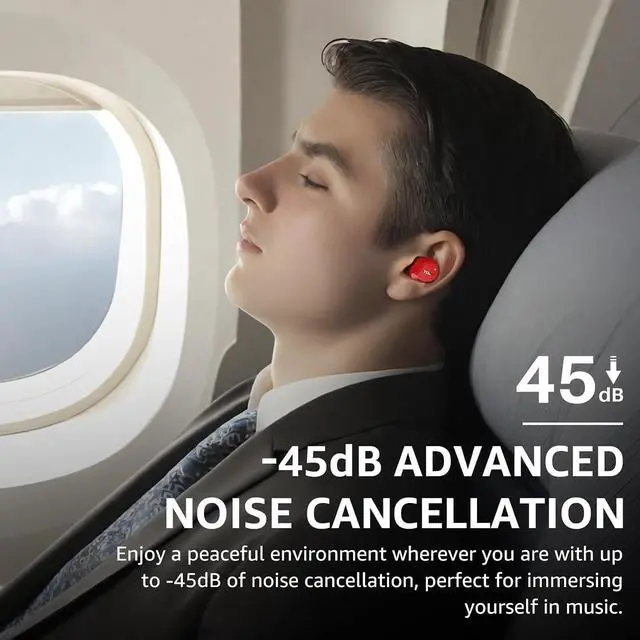 Alt view image 3 of 6 - Hybrid Active Noise Cancelling Wireless Earbuds HT2 Hybrid Active Noise Cancelling Headphones