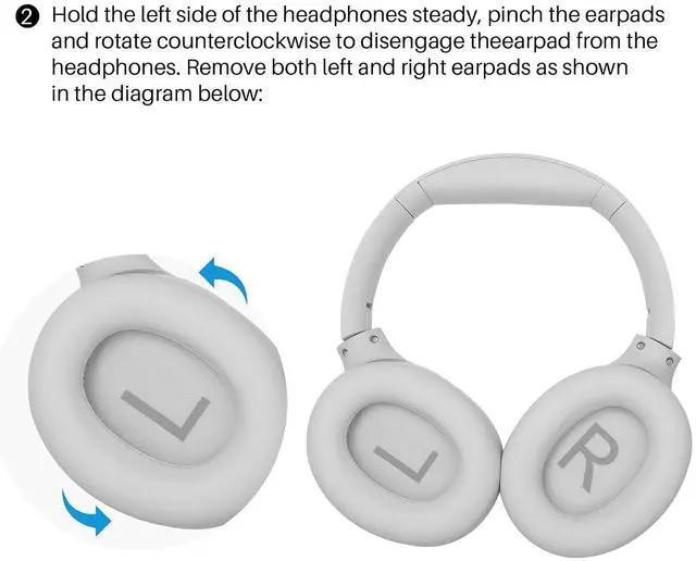 Alt view image 6 of 6 - HT2 Hybrid Active Noise Cancelling Headphones+Replacement Earpads Cushion, Softer Protein Leather Ear Cover