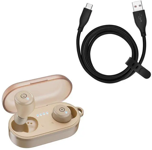 Main image of T10 Wireless Earbuds Bluetooth 5.3 Headphones Khaki USB-C to USB-A Charging Cable