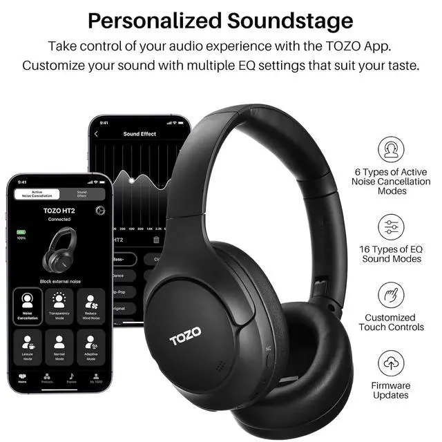 Alt view image 7 of 7 - S4 AcuFit One Smartwatch 1.78-inch Bluetooth Talk Dial Fitness Tracker Black + HT2 Hybrid Active Noise Cancellation Wireless Over-Ear Bluetooth Headphones Black