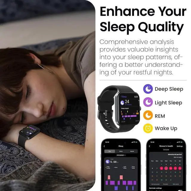 Alt view image 3 of 5 - S4 AcuFit One Smartwatch 1.78-inch Bluetooth Talk Dial Fitness Tracker Black + OpenEgo Open Ear Wireless Headphones Bluetooth Sport Earbuds Black