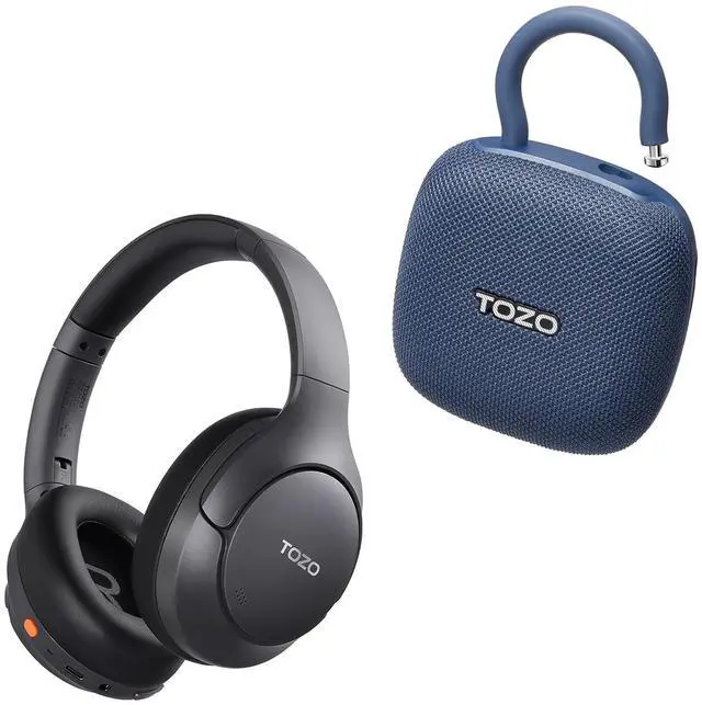 Main image of HT3 Hybrid Noise Cancelling Headphones, 90H Playtime Wireless Over Ear Bluetooth Headset, PE1 Portable Bluetooth Speakers with Adjustable Carabiner