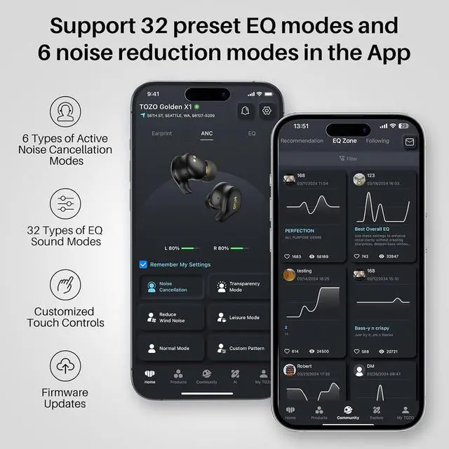 Alt view image 5 of 7 - Golden X1 Wireless Earbuds Galaxy Blue/Black Golden X1 Wireless Earbuds Blue