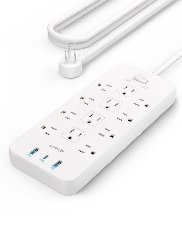 Main image of Power Strip with 2100J Surge Protector, Outlet Extender, 5ft Extension Cord with Multiple Outlets, 12 AC, 2 USB A,1 USB C Port for 20W, Home Office, Dorm Room Essentials, TUV Listed