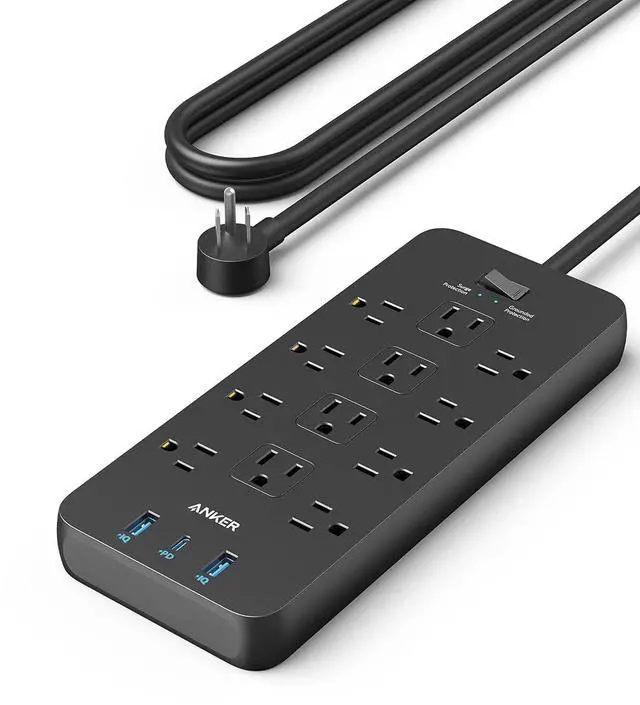Main image of Power Strip with 2100J Surge Protector, Outlet Extender, 5ft Extension Cord with Multiple Outlets, 12 AC, 2 USB A,1 USB C Port for 20W, Home Office, Dorm Room Essentials, TUV Listed
