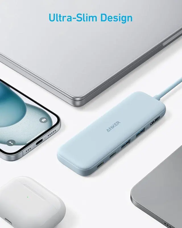 Alt view image 5 of 5 - USB C Hub, 5-in-1 USBC to HDMI Hub with 4K Display, 5Gbps USB-C and 2 5Gbps USB-A Data Ports for MacBook Pro, MacBook Air, Dell XPS, Lenovo Thinkpad, HP Laptops and More (Blue)