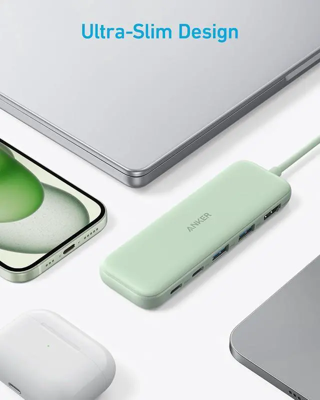 Alt view image 6 of 6 - USB C Hub, 5-in-1 USBC to HDMI Hub with 4K Display, 5Gbps USB-C and 2 5Gbps USB-A Data Ports for MacBook Pro, MacBook Air, Dell XPS, Lenovo Thinkpad, HP Laptops and More (Green)