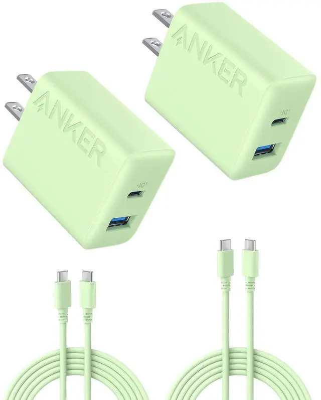 Main image of iPhone Charger, 2-Pack 20W Fast USB C Charger Block, Type C Charger Fast Charging for iPhone 17/17 Pro Max/16 Series/iPad Pro and More (Green, 2 Pack & 2 Cable)