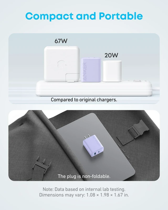 Alt view image 5 of 7 - iPhone Charger, 2-Pack 20W Fast USB C Charger Block, Type C Charger Fast Charging for iPhone 17/17 Pro Max/16 Series/iPad Pro and More (Purple, 2 Pack & 2 Cable)