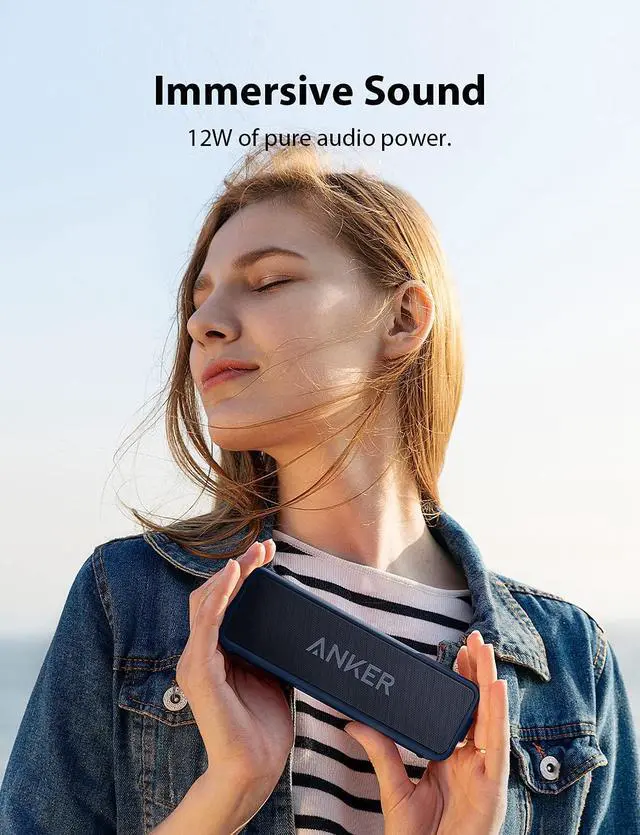 Main image of Soundcore 2 Portable Bluetooth Speaker with Stereo Sound, Bluetooth 5, Bassup, IPX7 Waterproof, 24-Hour Playtime, Wireless, Speaker for Home, Outdoors, Travel- Navy Blue
