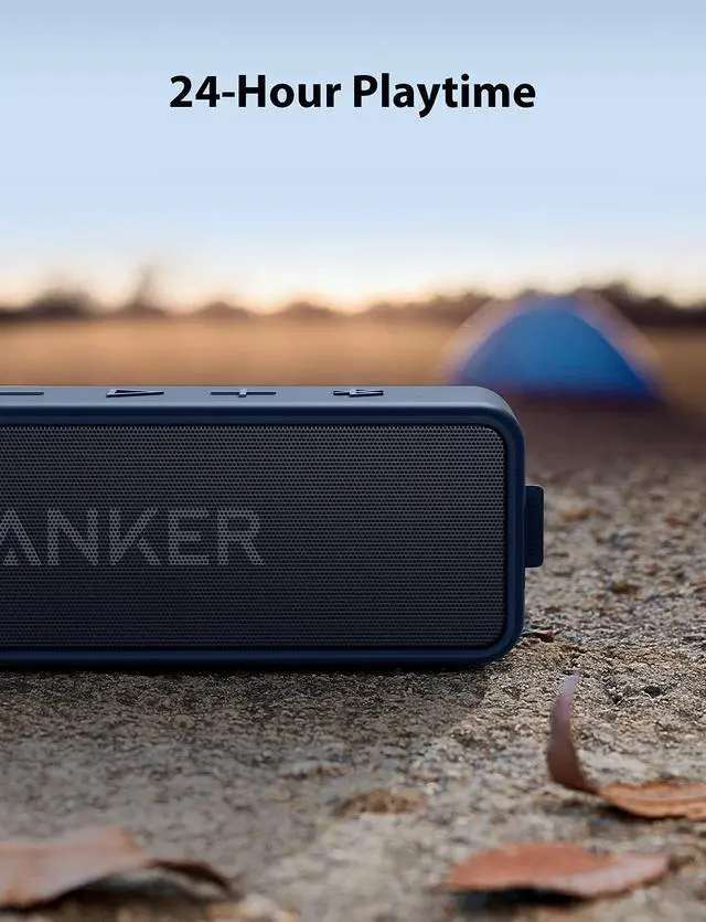 Alt view image 3 of 5 - Soundcore 2 Portable Bluetooth Speaker with Stereo Sound, Bluetooth 5, Bassup, IPX7 Waterproof, 24-Hour Playtime, Wireless, Speaker for Home, Outdoors, Travel- Navy Blue