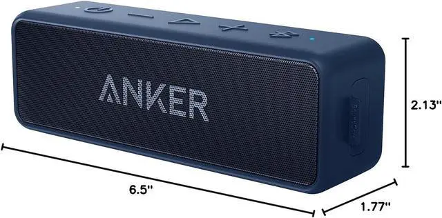 Alt view image 5 of 5 - Soundcore 2 Portable Bluetooth Speaker with Stereo Sound, Bluetooth 5, Bassup, IPX7 Waterproof, 24-Hour Playtime, Wireless, Speaker for Home, Outdoors, Travel- Navy Blue