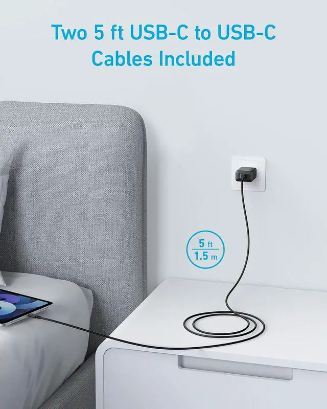 Alt view image 3 of 7 - iPhone Charger, 2-Pack 20W Fast USB C Charger Block, Type C Charger Fast Charging for iPhone 17/17 Pro Max/16 Series/iPad Pro and More (Black, 2 Pack & 2 Cable)