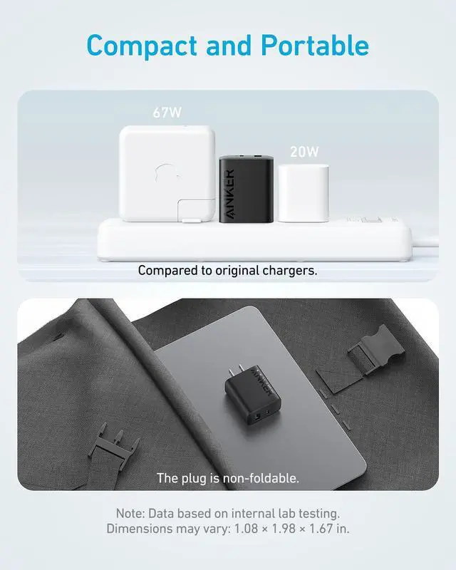 Alt view image 5 of 7 - iPhone Charger, 2-Pack 20W Fast USB C Charger Block, Type C Charger Fast Charging for iPhone 17/17 Pro Max/16 Series/iPad Pro and More (Black, 2 Pack & 2 Cable)