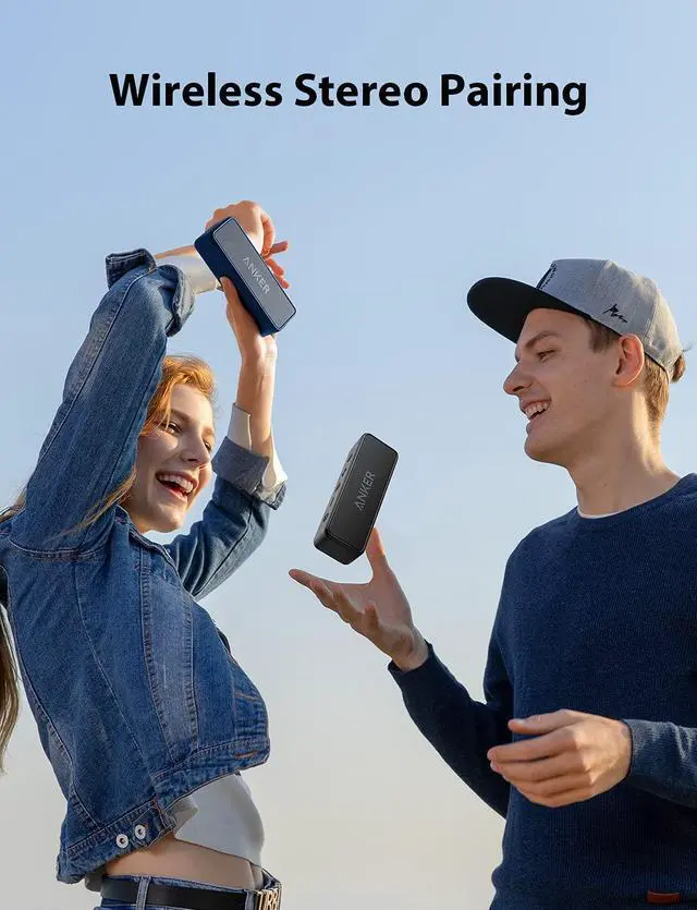 Alt view image 4 of 5 - Soundcore 2 Portable Bluetooth Speaker with Stereo Sound, Bluetooth 5, Bassup, IPX7 Waterproof, 24-Hour Playtime, Wireless, Speaker for Home, Outdoors, Travel- Navy Blue
