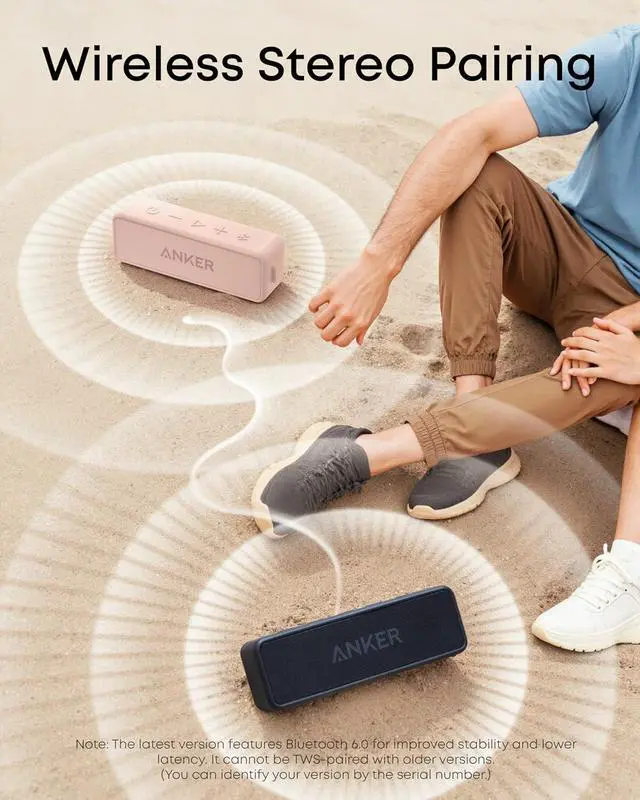Alt view image 5 of 7 - Soundcore 2 Portable Bluetooth Speaker with Stereo Sound, Bluetooth 5, Bassup, IPX7 Waterproof, 24-Hour Playtime, Wireless, Speaker for Home, Outdoors, Travel