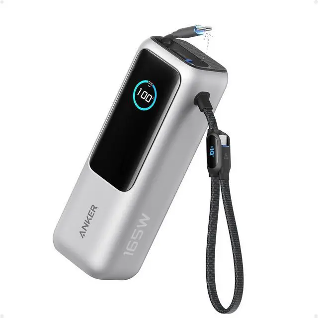 Main image of Laptop Power Bank,25,000mAh Portable Charger with 165W Total Output,3 USB-C Ports (100W Max Each),Built-in Retractable Cables,Flight-Ready,for iPhone 17/16 Series,MacBook,Samsung,and More