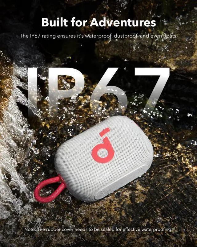Alt view image 4 of 5 - Select 4 Go Bluetooth Shower Speaker by Anker, IP67 Waterproof/Dustproof, Portable, Wireless, 20H Playtime, Floatable, Powerful Sound, Electronics for Outdoors/Home/Office/Travel/Party-Red