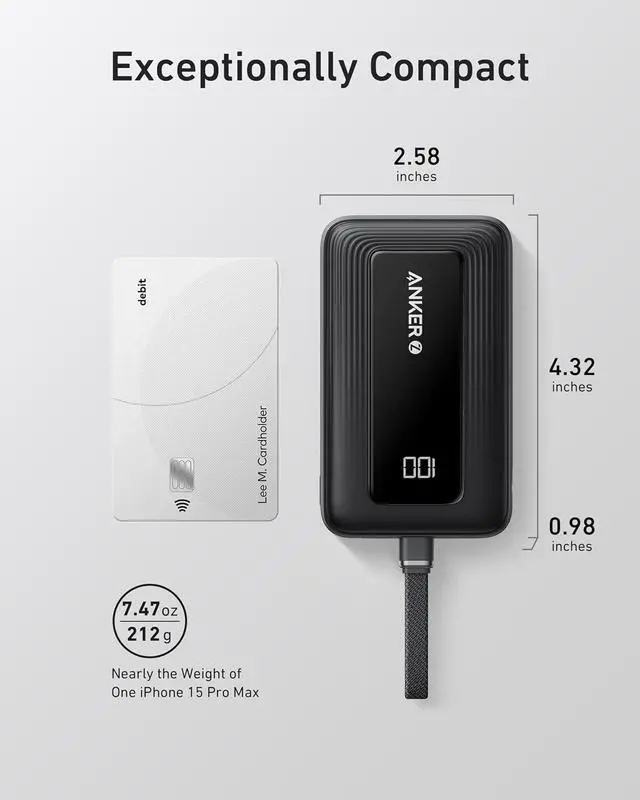 Alt view image 7 of 7 - Portable Charger, 10,000mAh 30W Power Bank, USB-C in and Out Fast Charging Battery Pack, Travel Essential Phone Power Bank, for iPhone 17/16, Galaxy and More (Black, 10000.00, Milliamp Hours)