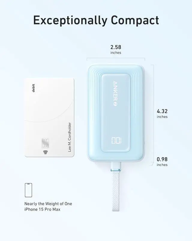 Alt view image 7 of 7 - Portable Charger, 10,000mAh 30W Power Bank, USB-C in and Out Fast Charging Battery Pack, Travel Essential Phone Power Bank, for iPhone 17/16, Galaxy and More (Blue, 10000, Milliamp Hours)